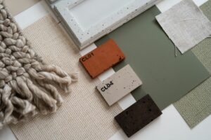 Próbki materiałów. Moodboard.